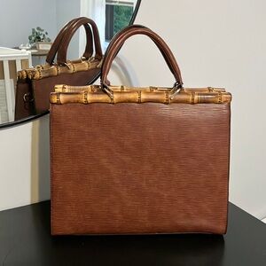 Satchel purse with bamboo detail